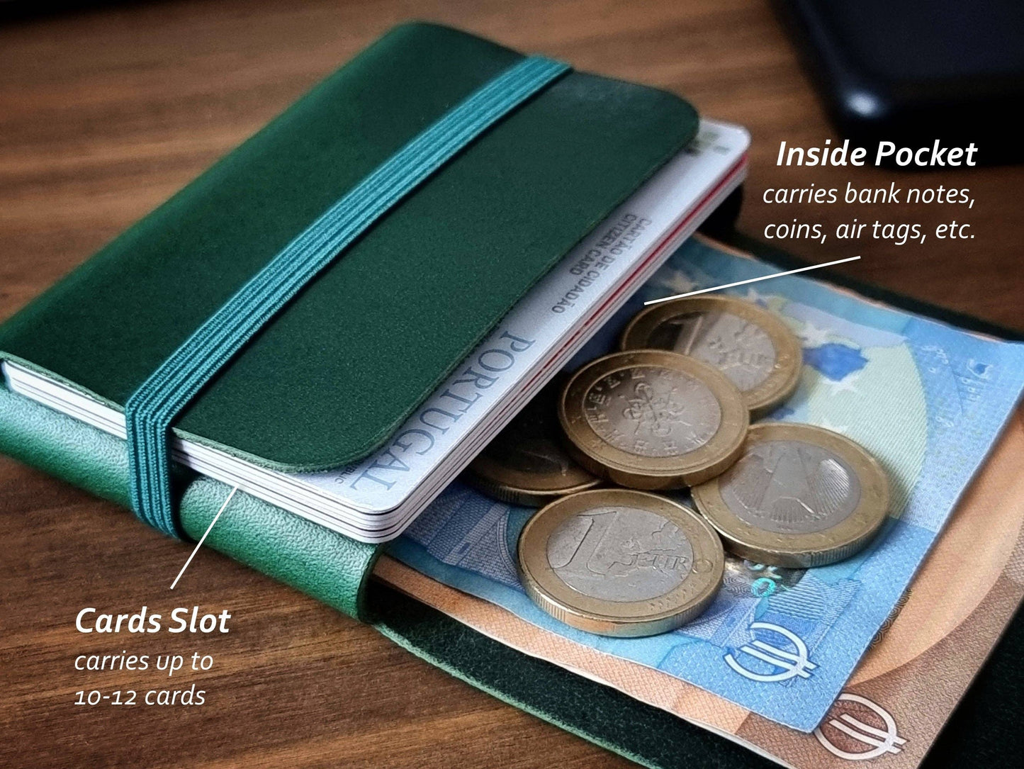Alpine Green Leather Wallet - Minimalist