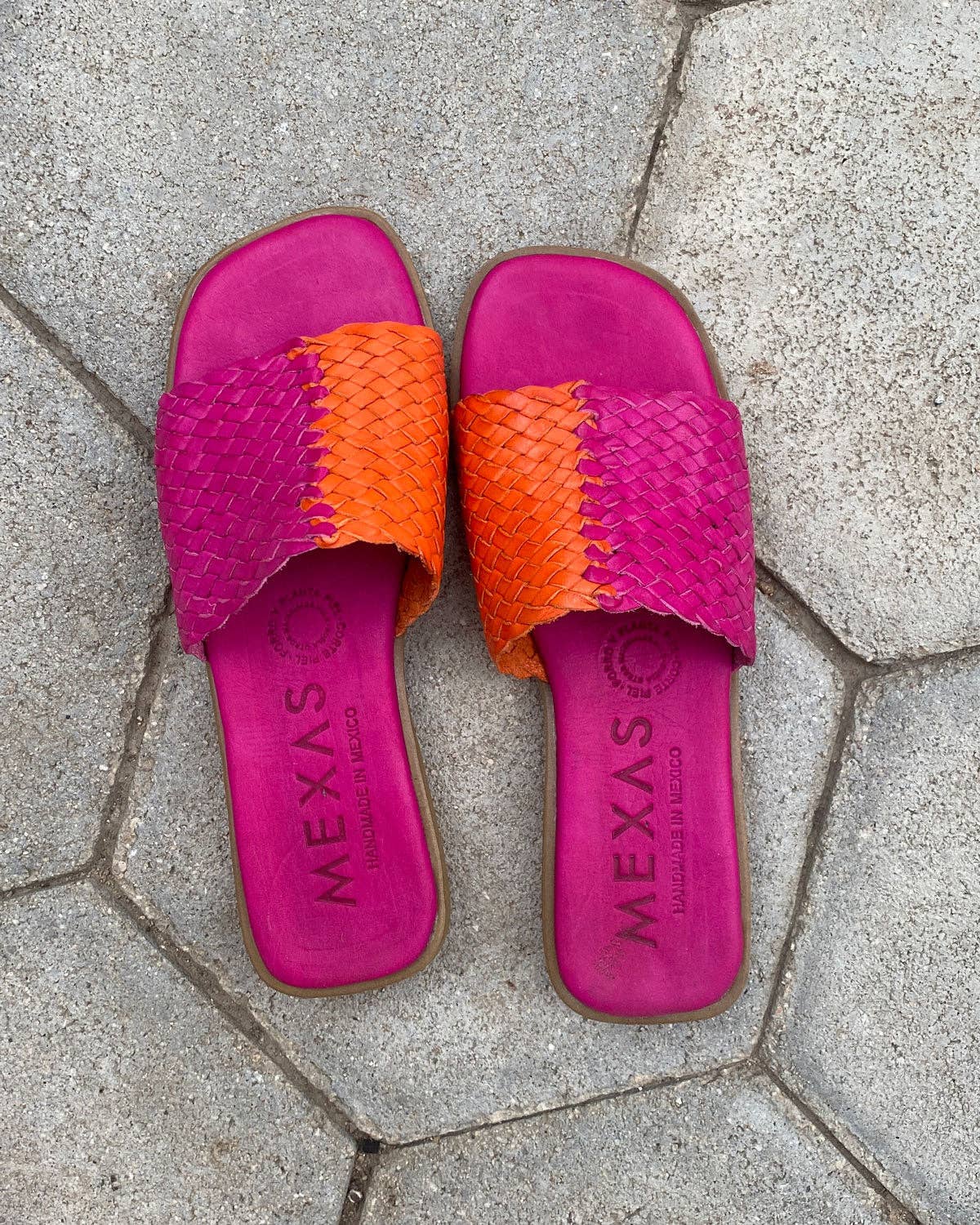 Chapala Fucsia - Fucsia and Orange Woven Flat Sandal