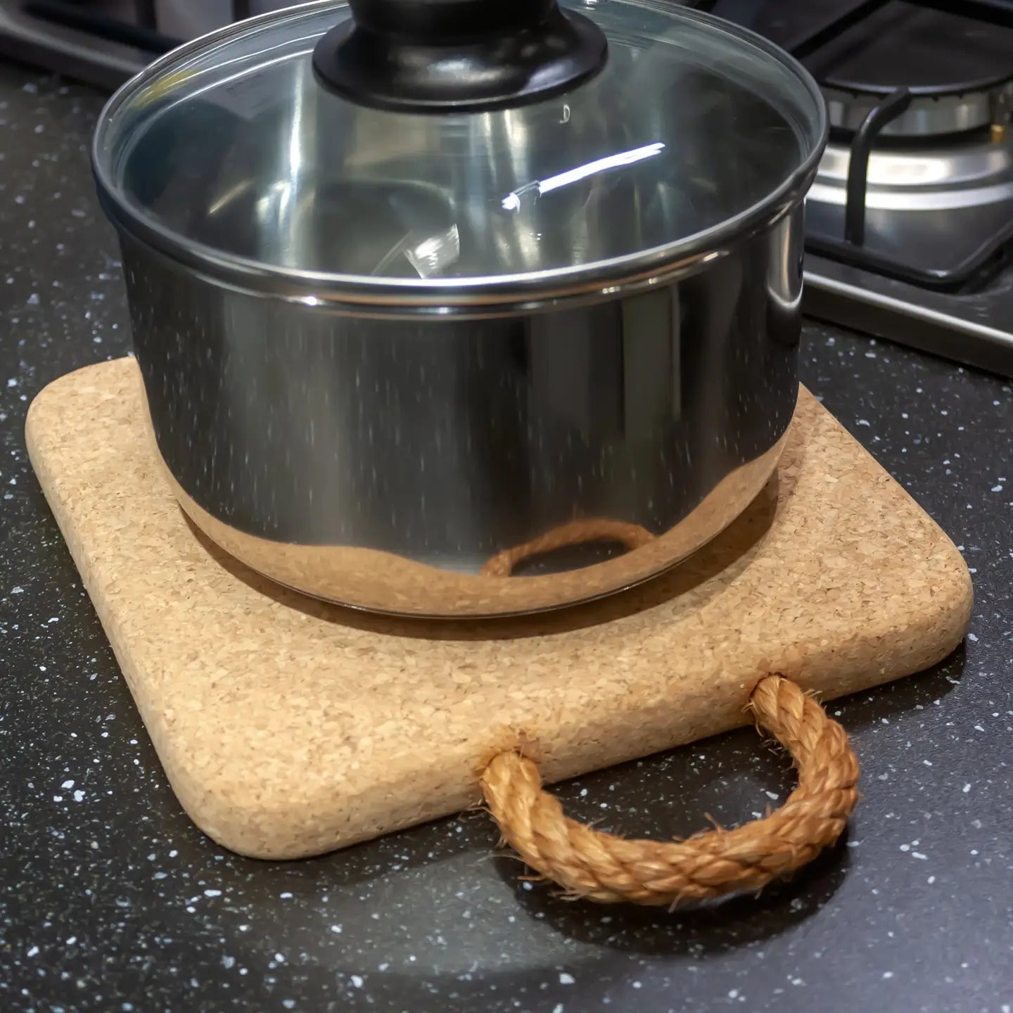 Natural Cork Trivet with Rope