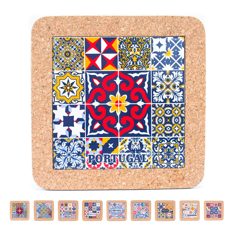 Cork Trivet with Portuguese Azulejo Print - L851 Set of 5(5units) | Trivets | Iberica - Pretty things from Portugal