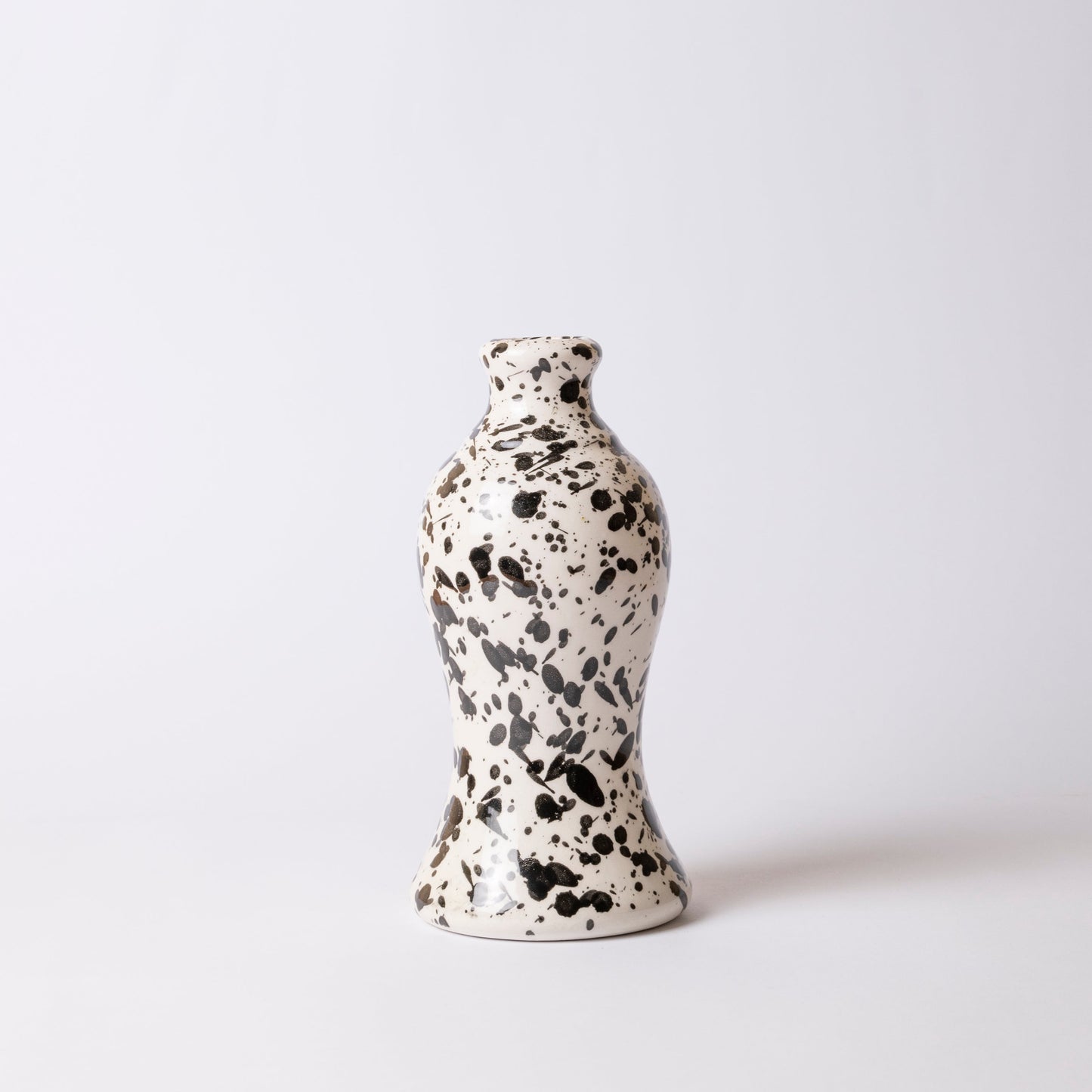 Black and white ceramic olive oil pourer from Spain