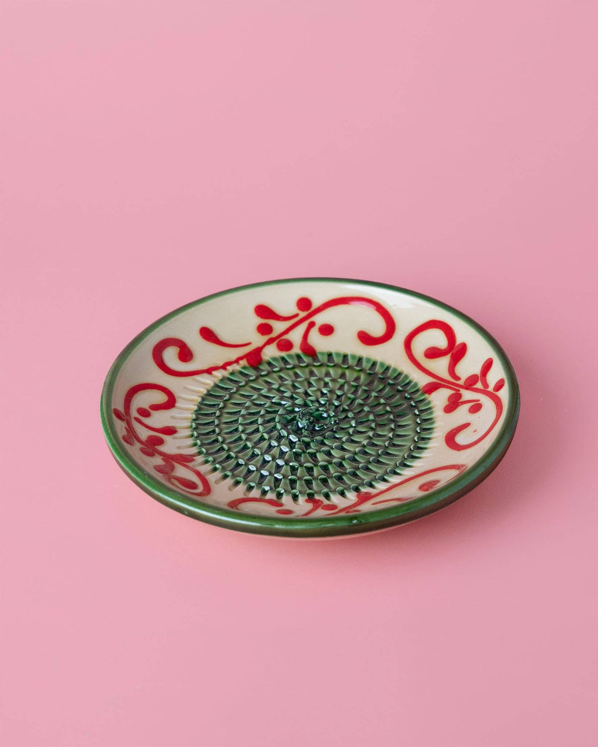 Small Pottery Grater Plate – Green Alhambra