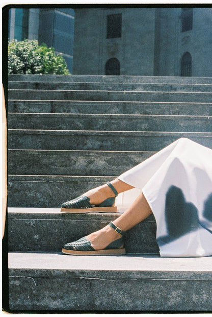 Chetumal Verde - Green Leather Espadrilles For Women