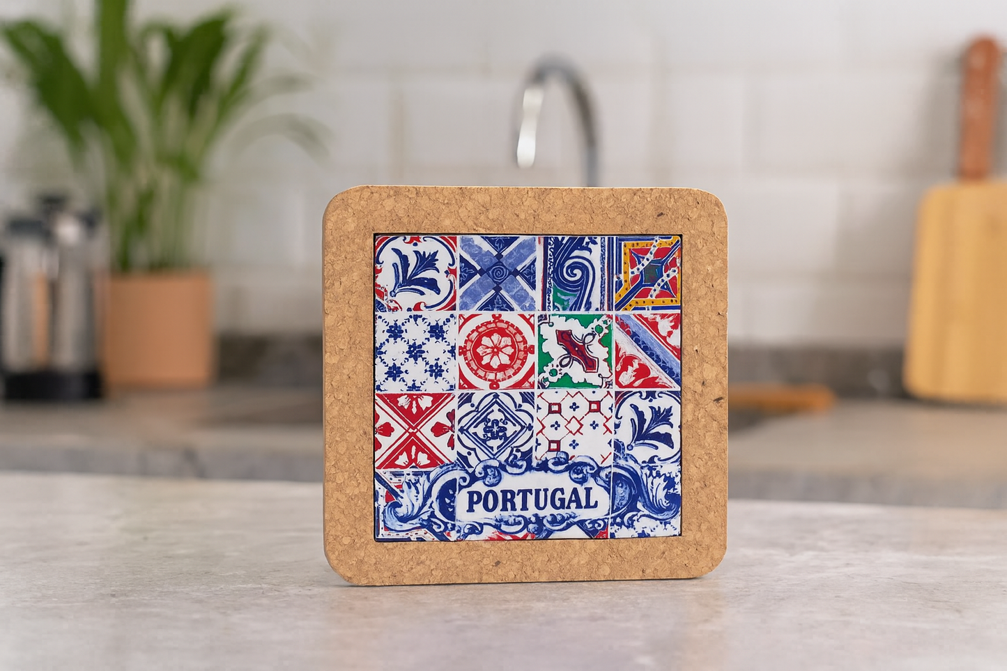 Cork Trivet with Portuguese Azulejo Print - L851 (Individual)