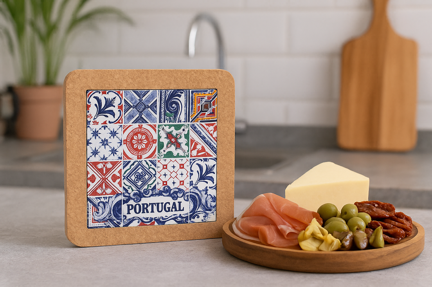 Cork Trivet with Portuguese Azulejo Print - L851 (Individual)
