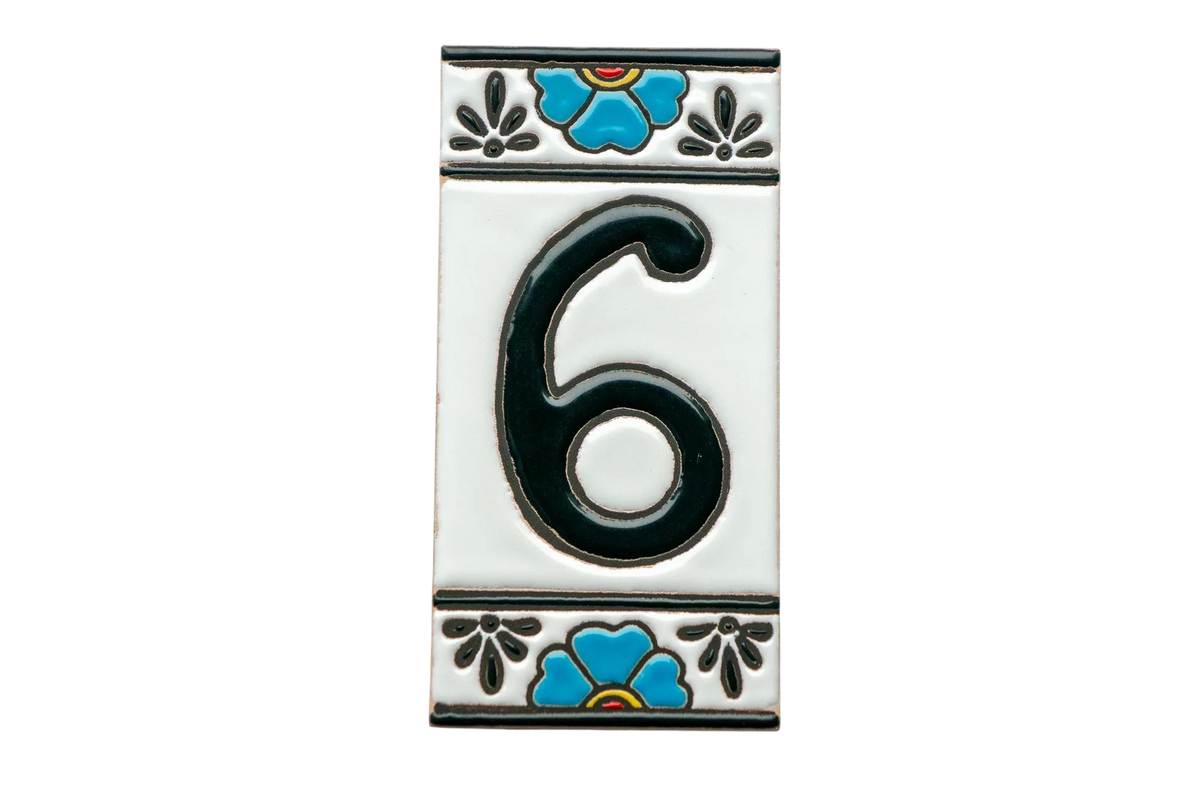 Mexican Floral Ceramic House Number & Letter Tile