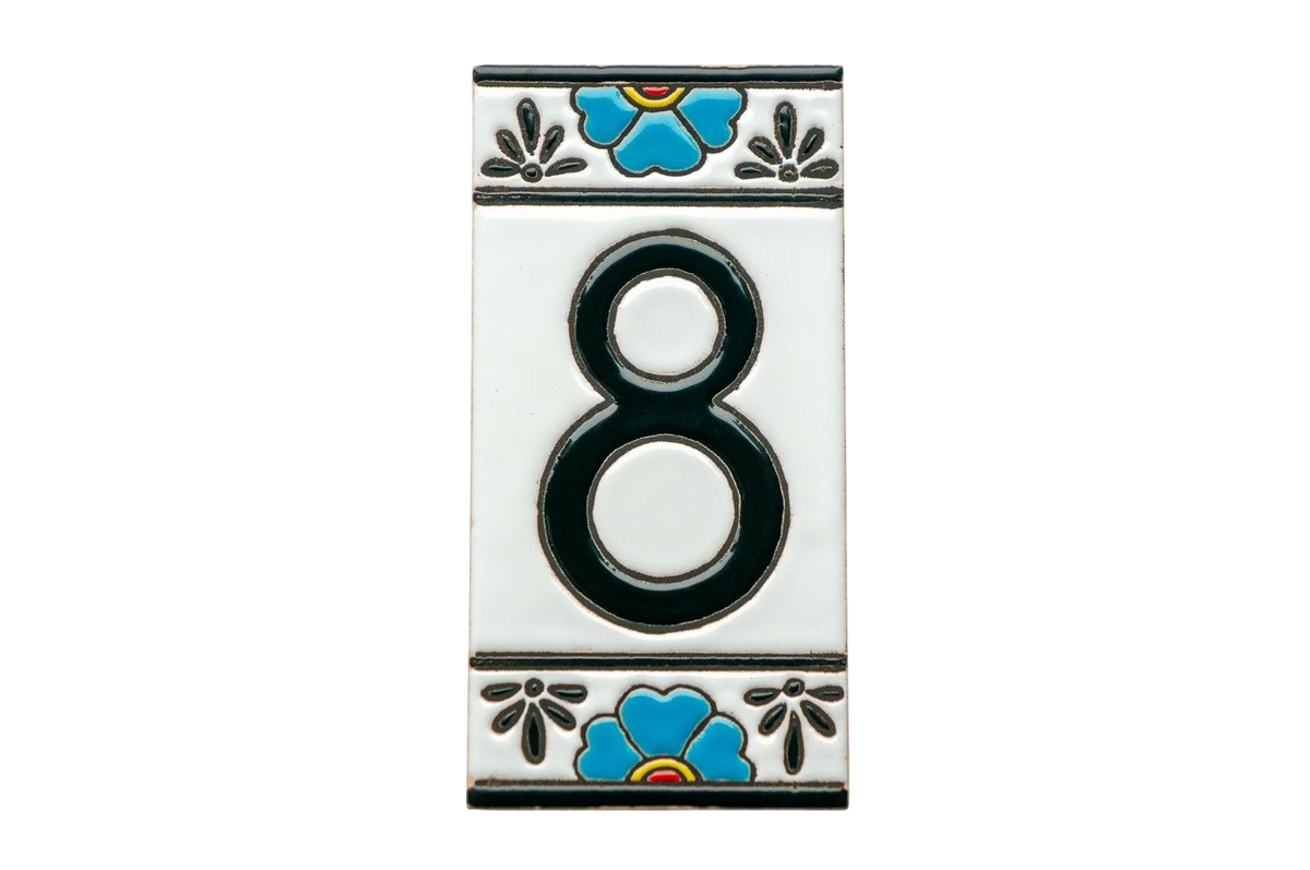 Mexican Floral Ceramic House Number & Letter Tile