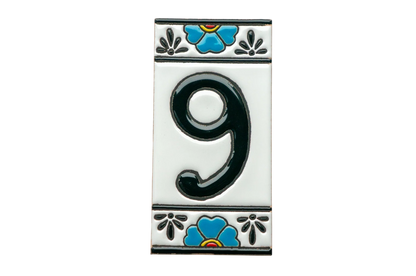 Mexican Floral Ceramic House Number & Letter Tile