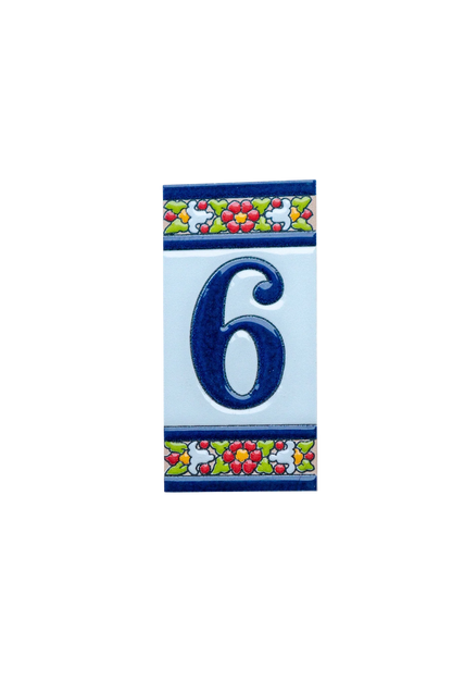 Large Floral Ceramic House Number & Letter Tile