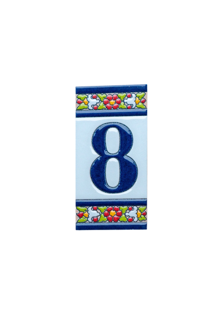Large Floral Ceramic House Number & Letter Tile