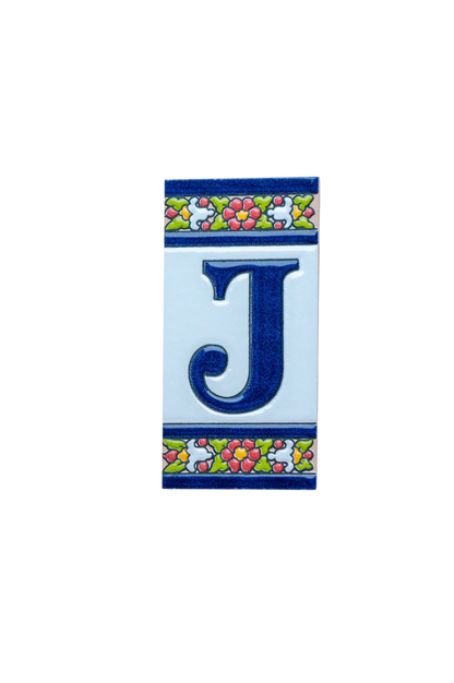 Large Floral Ceramic House Number & Letter Tile