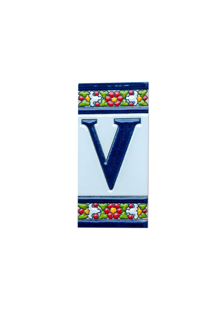 Large Floral Ceramic House Number & Letter Tile
