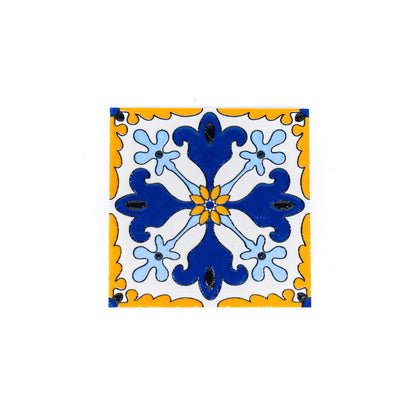 Elegant Portuguese Tile-Inspired Ceramic & Cork Coasters - Set of 8 L-1099