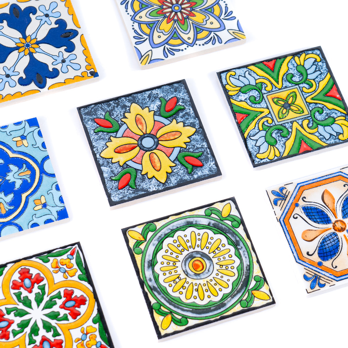 Elegant Portuguese Tile-Inspired Ceramic & Cork Coasters - Set of 8 L-1099