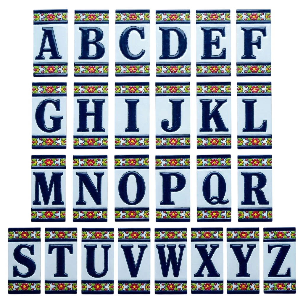 Large Floral Ceramic House Number & Letter Tile