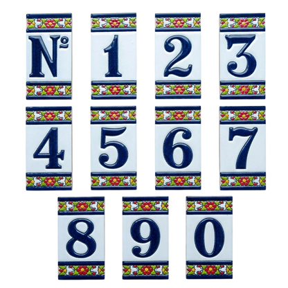 Large Floral Ceramic House Number & Letter Tile