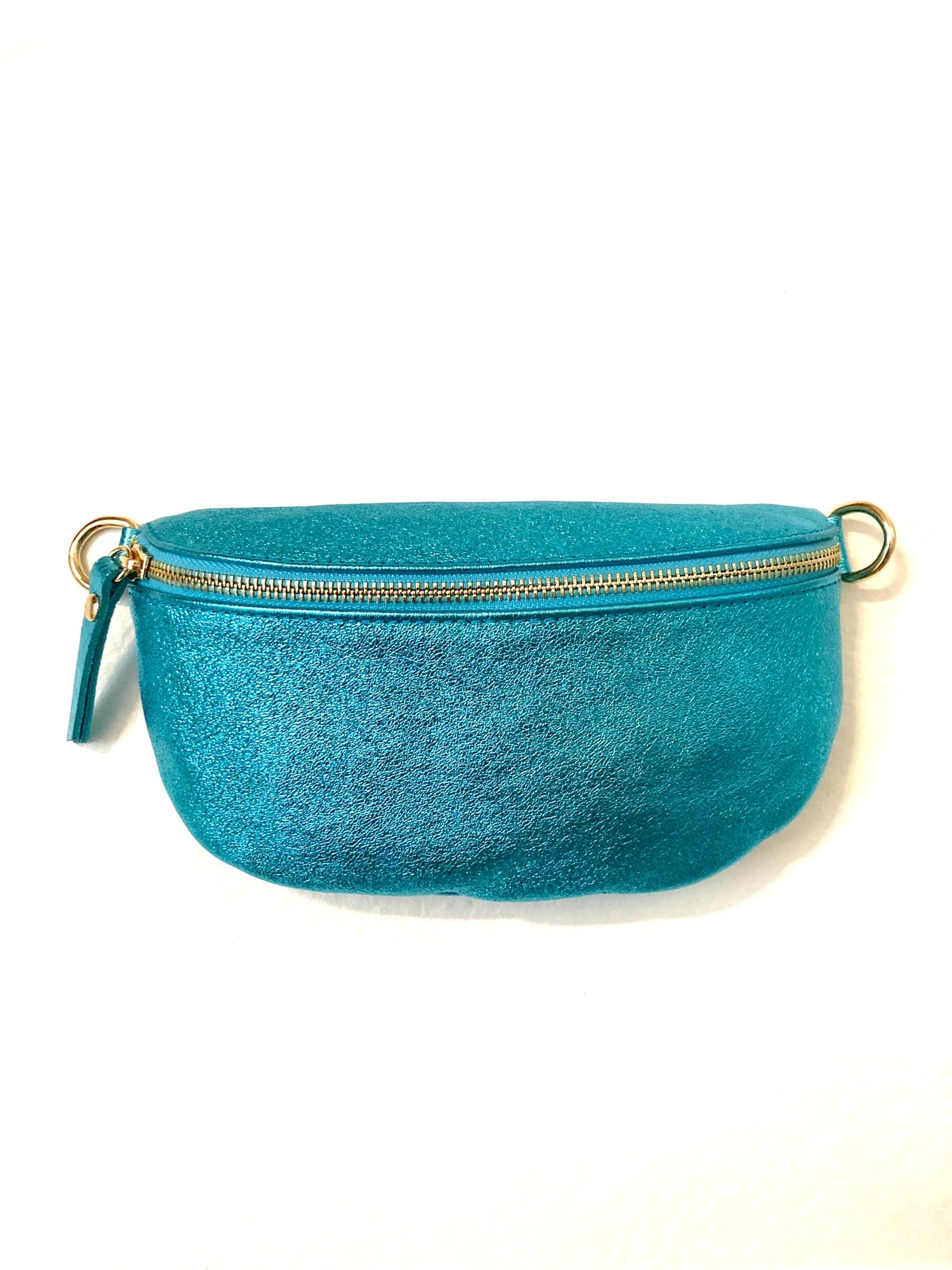 Metallic Leather Fanny Pack Crossbody Bag