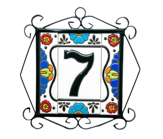Mexican Floral Ceramic House Number & Letter Tile