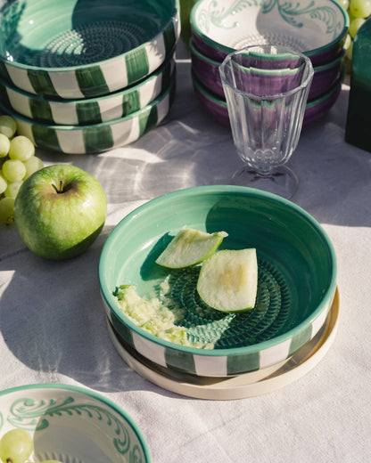 Large Pottery Grater Plate – Includes Gift Spoon / Jade - NEW