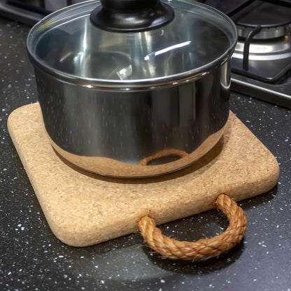 Natural Cork Trivet with Rope