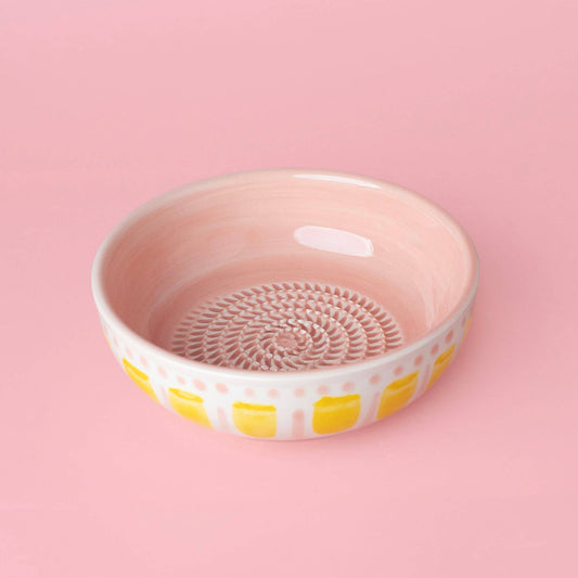 Vintage Pottery Grater Bowl – Pink and Yellow / Valentina NEW