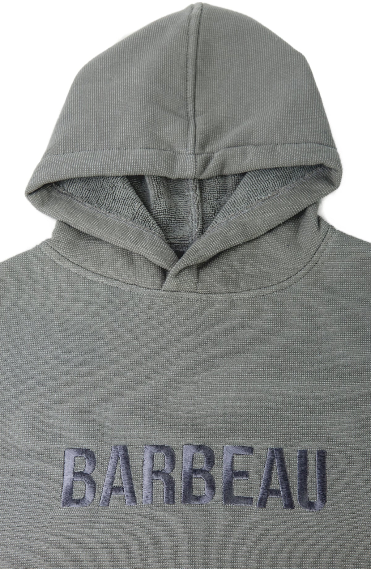 Barbeau Grey beach poncho worn by model