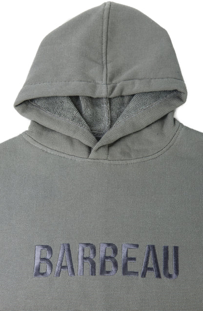 Barbeau Grey beach poncho worn by model