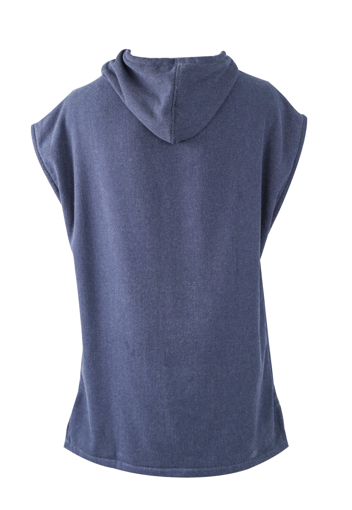 Barbeau Navy beach poncho worn by model