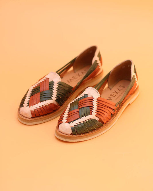 Chiapas - Green and Brown Leather Huarache