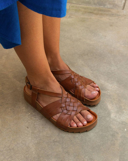 Taco Al Pastor - Brown Leather Sandal with Bio Sole