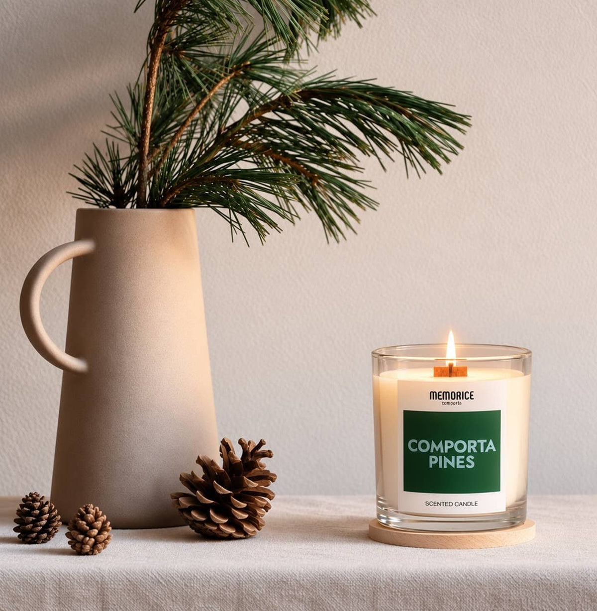 MEMORICE Comporta Pines scented candle from Portugal with pine, eucalyptus and cedar fragrance