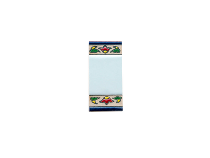 Mini Chilli Ceramic House Number & Letter Tile featuring a rectangular shape with a blank white center and decorative floral borders in red, yellow, and green.