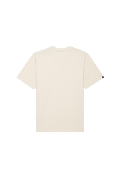The Sardines T-Shirt by Humpier is a short-sleeved organic cotton tee, shown flat with the back facing up against a white background. It features a small black tag on the left sleeve, offering simple, effortless Mediterranean style.